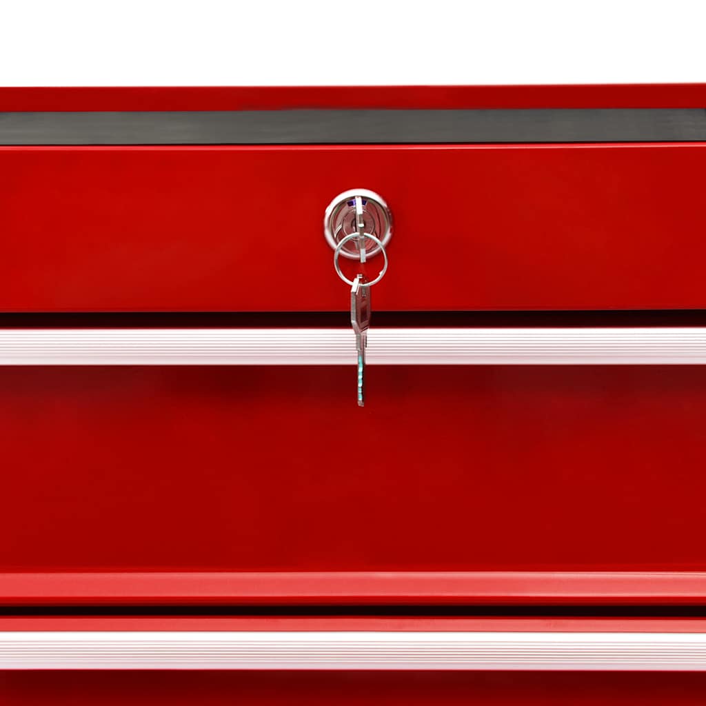 vidaXL Gereedschapswagen met 10 lades staal rood