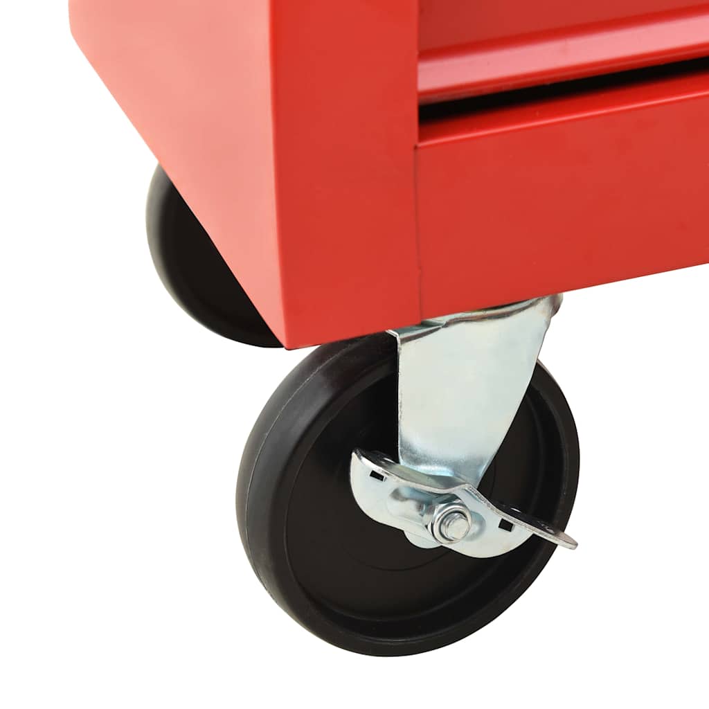 vidaXL Gereedschapswagen met 10 lades staal rood