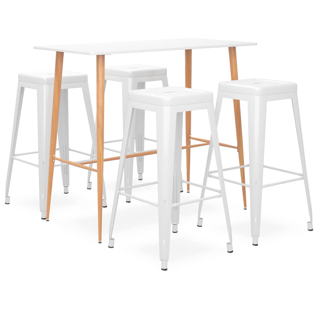 vidaXL 5-delige Barset wit en zwart