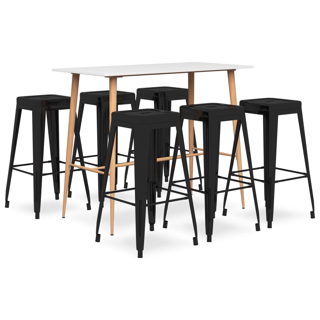 vidaXL 5-delige Barset wit en zwart