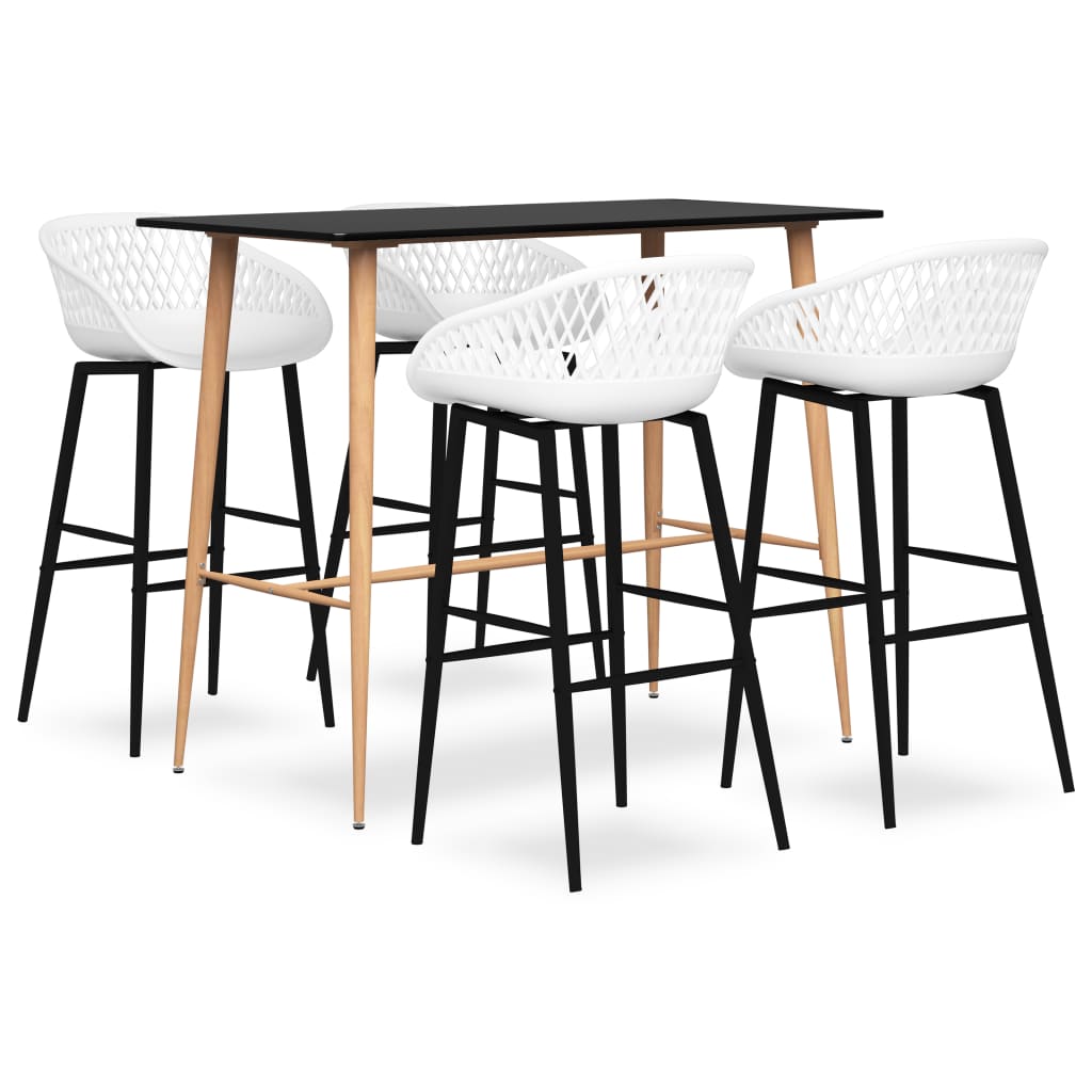 vidaXL 5-Piece Bar Set White and Black