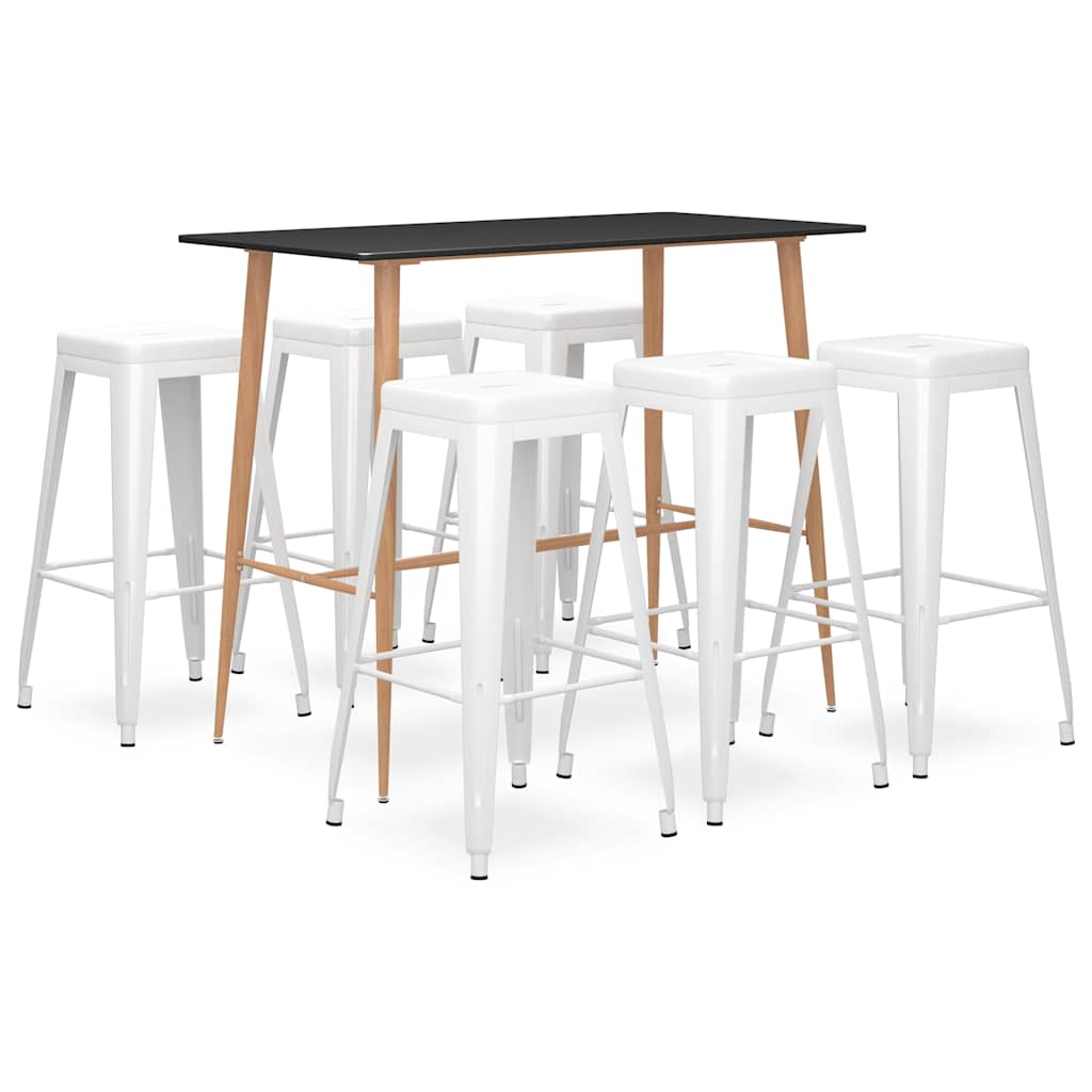 vidaXL 5-delige Barset wit en zwart