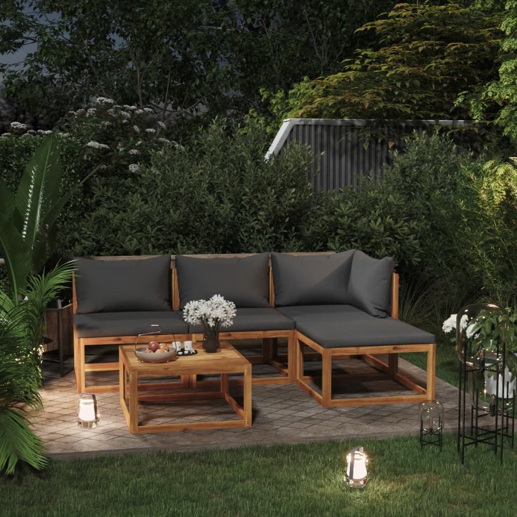 vidaXL 4-Piece Lounge Set with Cushions Solid Acacia Wood