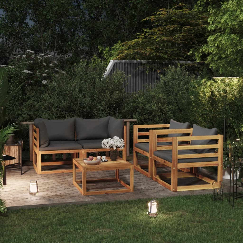 vidaXL 4-Piece Lounge Set with Cushions Solid Acacia Wood