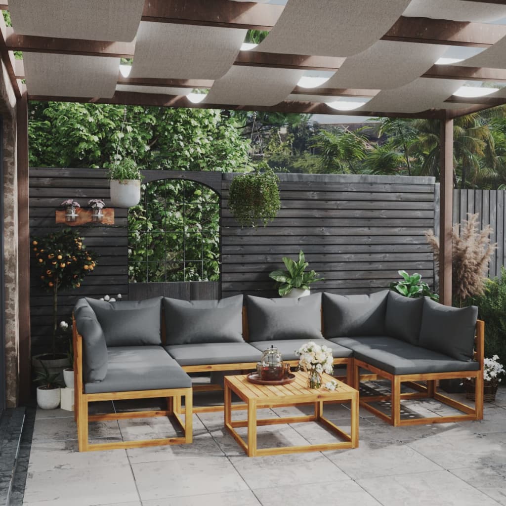 vidaXL 4-Piece Lounge Set with Cushions Solid Acacia Wood