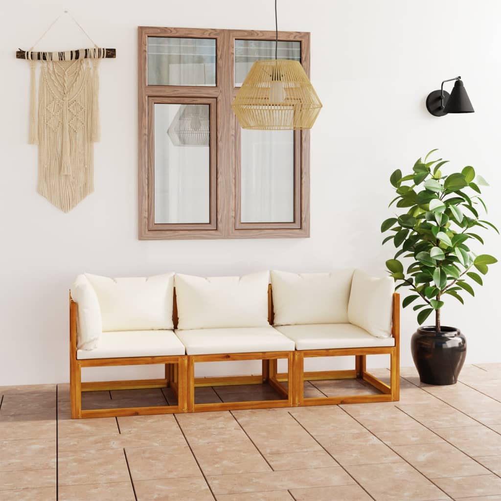 vidaXL 4-Piece Lounge Set with Cushions Solid Acacia Wood