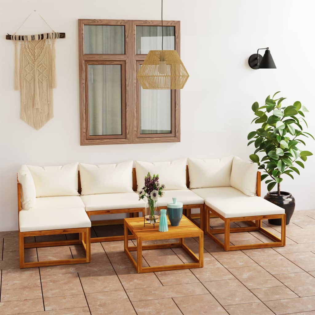 vidaXL 4-Piece Lounge Set with Cushions Solid Acacia Wood