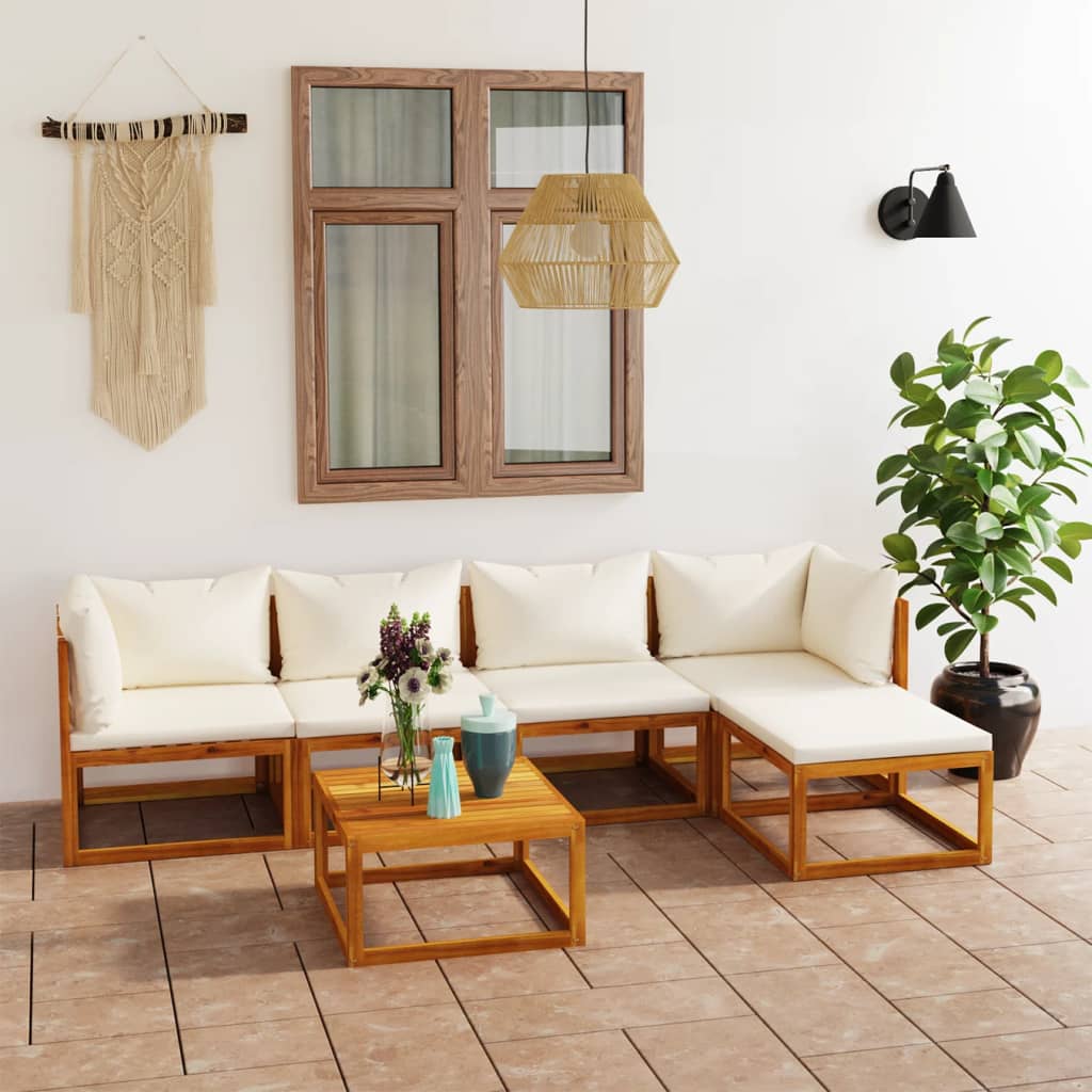 vidaXL 4-Piece Lounge Set with Cushions Solid Acacia Wood