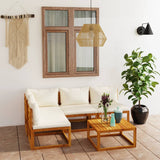 vidaXL 4-Piece Lounge Set with Cushions Solid Acacia Wood