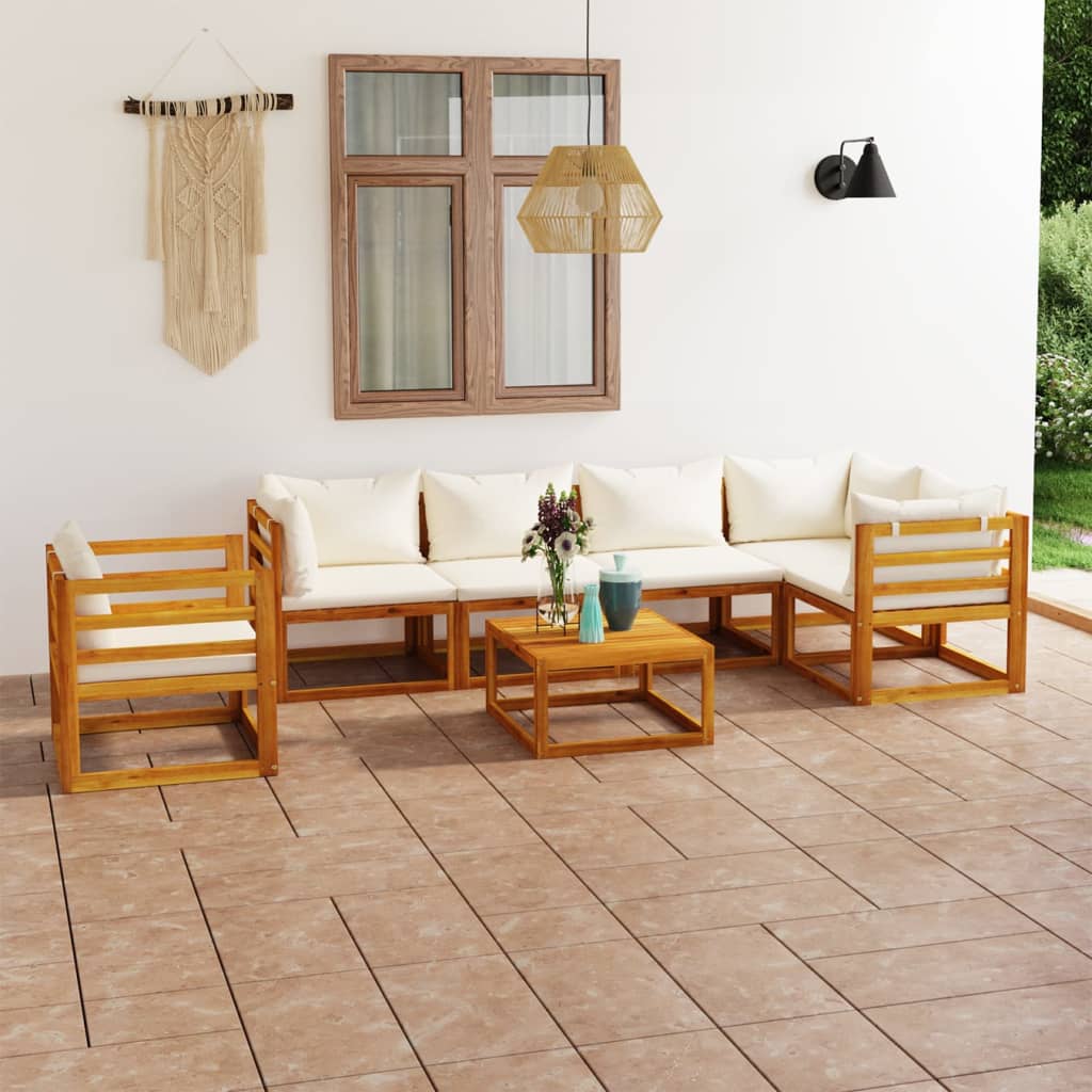 vidaXL 4-Piece Lounge Set with Cushions Solid Acacia Wood