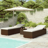 vidaXL 3-Piece Sun Lounger Set with Tea Table Poly Rattan Black