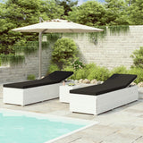 vidaXL 3-Piece Sun Lounger Set with Tea Table Poly Rattan Black