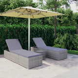vidaXL 3-Piece Sun Lounger Set with Tea Table Poly Rattan Black