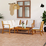 vidaXL 4-Piece Lounge Set with Cushions Solid Acacia Wood Cream