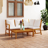 vidaXL 4-Piece Lounge Set with Cushions Solid Acacia Wood Cream