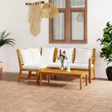 vidaXL 4-Piece Lounge Set with Cushions Solid Acacia Wood Cream