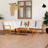 vidaXL 4-Piece Lounge Set with Cushions Solid Acacia Wood Cream