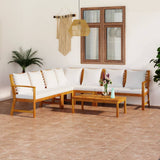 vidaXL 4-Piece Lounge Set with Cushions Solid Acacia Wood Cream