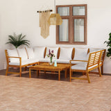 vidaXL 4-Piece Lounge Set with Cushions Solid Acacia Wood Cream