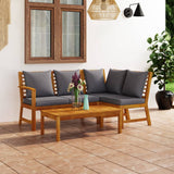 vidaXL 4-Piece Lounge Set with Cushions Solid Acacia Wood Cream