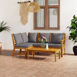 vidaXL 4-Piece Lounge Set with Cushions Solid Acacia Wood Cream