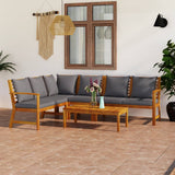 vidaXL 4-Piece Lounge Set with Cushions Solid Acacia Wood Cream