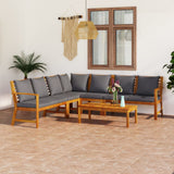 vidaXL 4-Piece Lounge Set with Cushions Solid Acacia Wood Cream