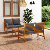 vidaXL 5-piece Lounge Set with Cushions Solid Acacia Wood Grey