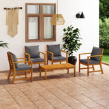 vidaXL 5-piece Lounge Set with Cushions Solid Acacia Wood Grey