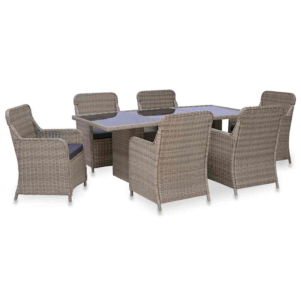 vidaXL 7-delige Tuinset poly rattan bruin