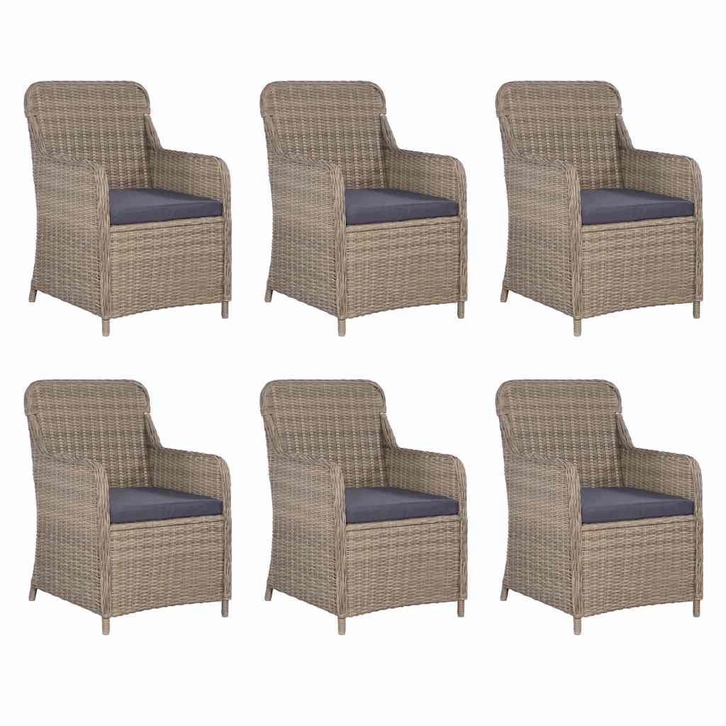 vidaXL 7-delige Tuinset poly rattan bruin