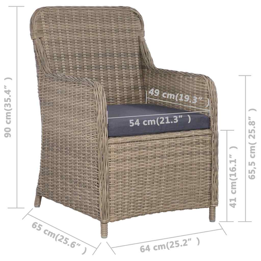 vidaXL 7-delige Tuinset poly rattan bruin