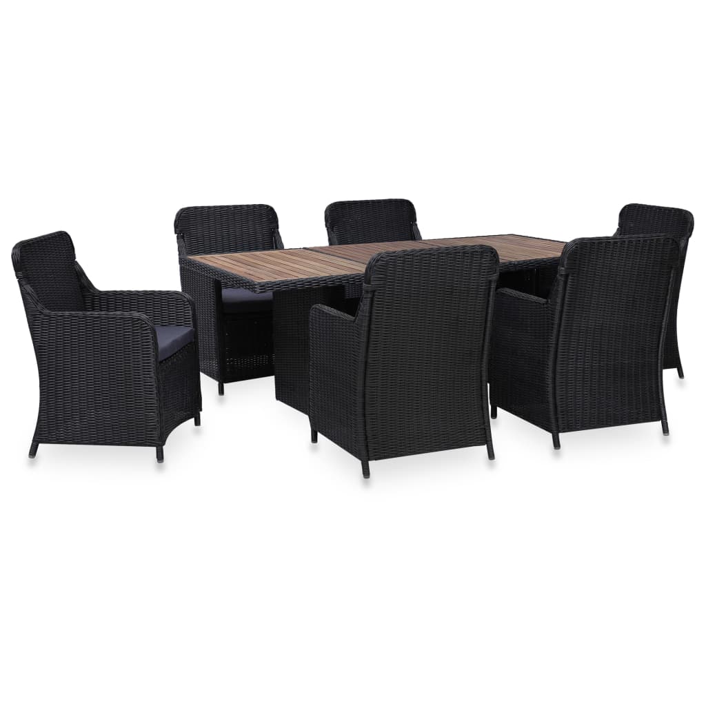 vidaXL 7-delige Tuinset poly rattan bruin