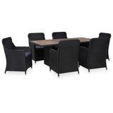 vidaXL 7-delige Tuinset poly rattan bruin