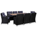 vidaXL 9-delige Tuinset poly rattan bruin