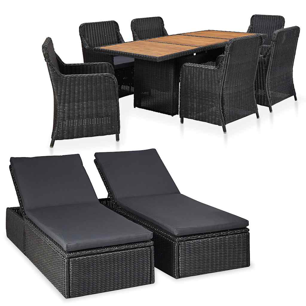 vidaXL 9-piece Garden Dining Set poly rattan brown