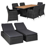 vidaXL 9-piece Garden Dining Set poly rattan brown