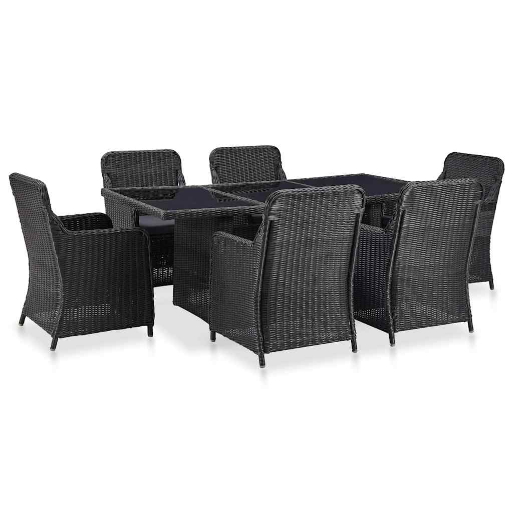 vidaXL 7-delige Tuinset poly rattan bruin