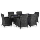 vidaXL 7-delige Tuinset poly rattan bruin
