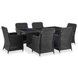vidaXL 7-delige Tuinset poly rattan bruin