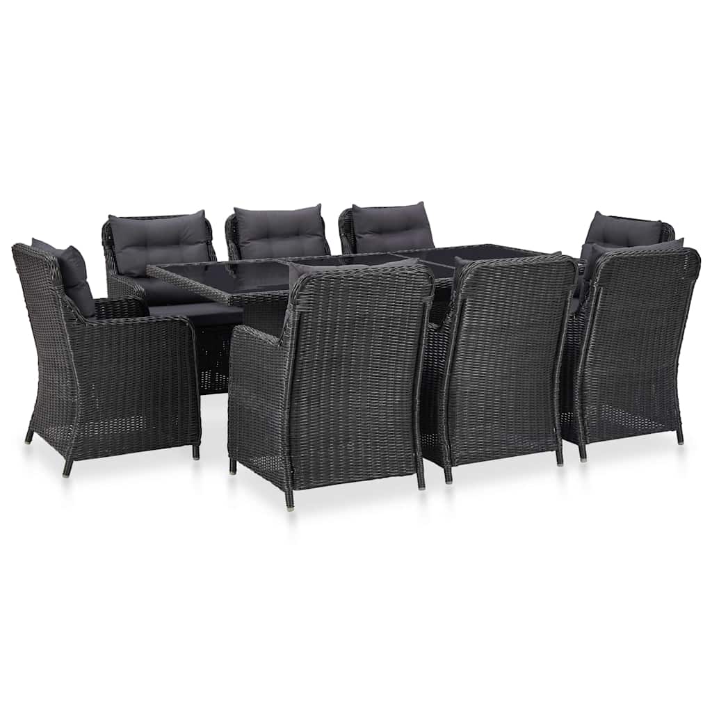 vidaXL 9-delige Tuinset poly rattan bruin