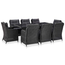vidaXL 9-delige Tuinset poly rattan bruin