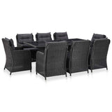 vidaXL 9-delige Tuinset poly rattan bruin