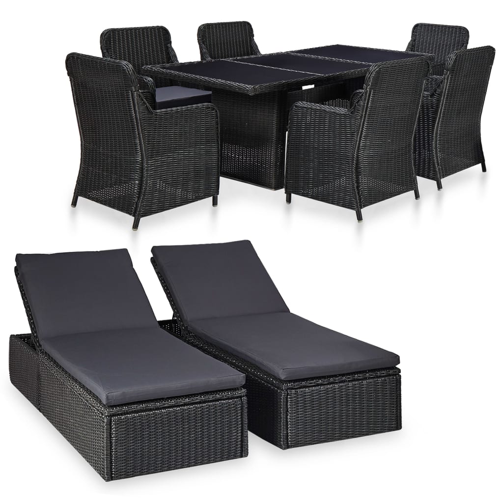 vidaXL 9-piece Garden Dining Set poly rattan brown