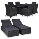 vidaXL 9-piece Garden Dining Set poly rattan brown