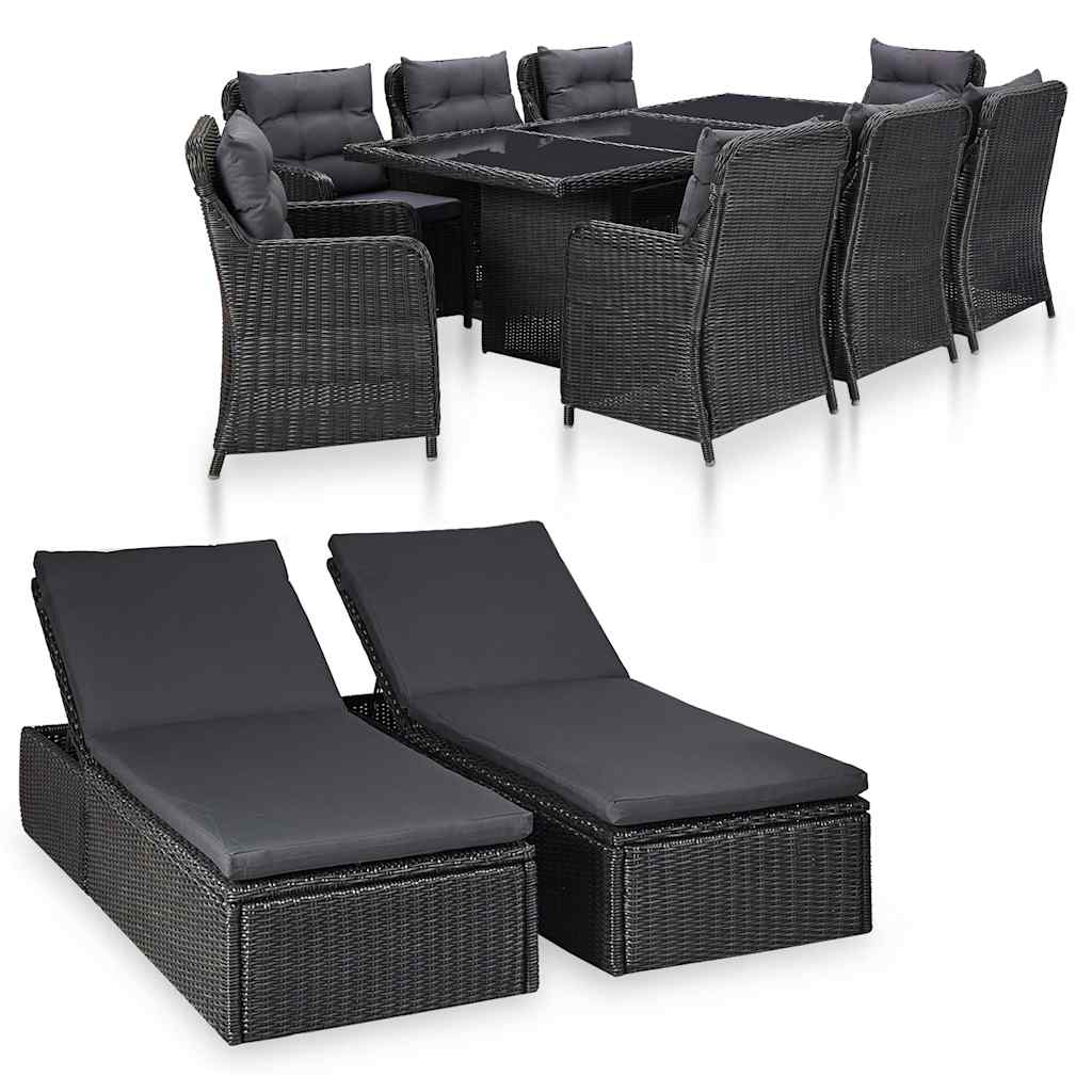 vidaXL 9-piece Garden Dining Set poly rattan brown