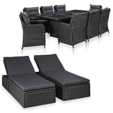 vidaXL 9-piece Garden Dining Set poly rattan brown