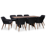 vidaXL 7-delige Tuinset met kussens poly rattan zwart