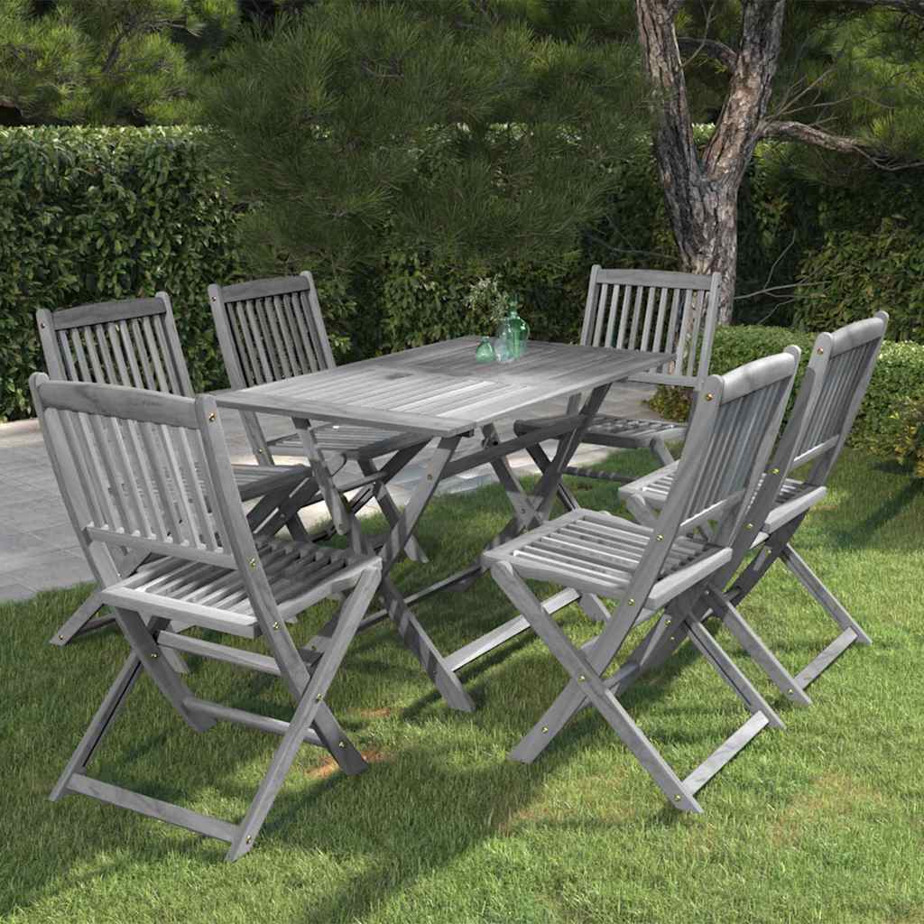 vidaXL 5-delige Tuinset massief acaciahout grijs