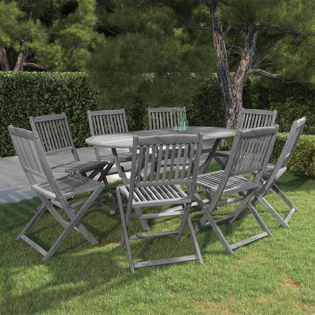 vidaXL 7-piece Garden Dining Set Solid Acacia Wood Grey